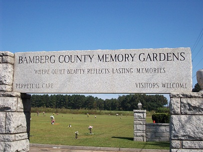 Bamberg County Memory Gardens sign